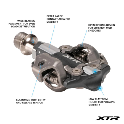 Shimano M9100 XTR Race SPD Pedals 3mm shorter axle