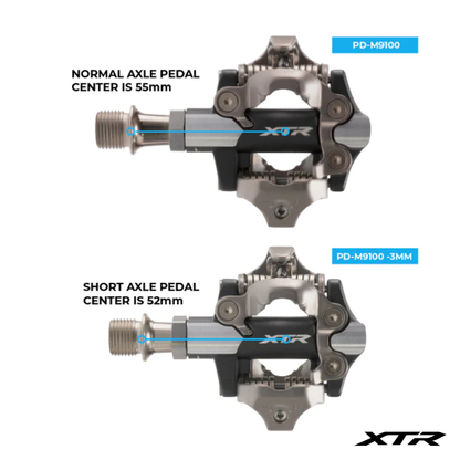 Shimano M9100 XTR Race SPD Pedals 3mm shorter axle